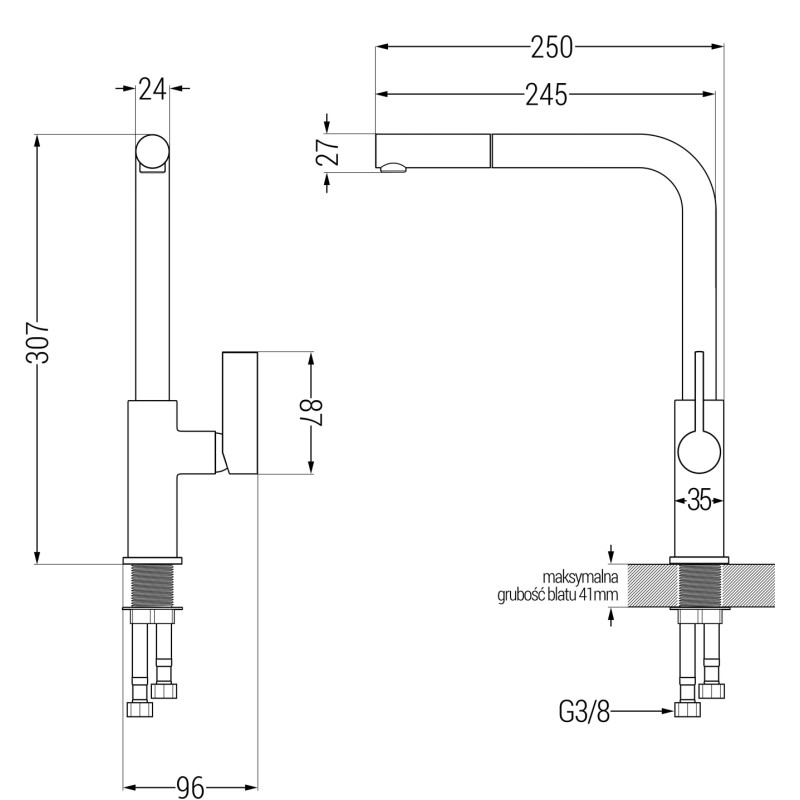 Mexen Gaspar granitový drez s 1,5 komorami s odkvapkávačom a kuchynskou batériou Flora, šedý - 6507-71-670401-06