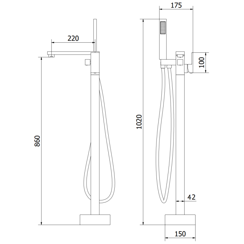Mexen Urano voľne stojaca vaňová batéria, zlatá - 75233-50