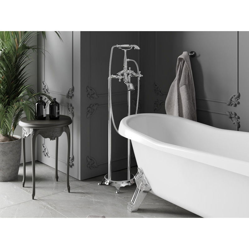 Mexen Retro samostatne stojaca vaňová batéria, chróm - 75933-00