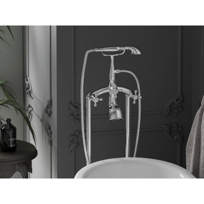 Mexen Retro samostatne stojaca vaňová batéria, chróm - 75933-00