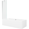 Mexen Cube obdĺžniková vaňa 170 x 80 cm s panelom a 1-krídlovou zástienkou 50 cm, transparentná, chróm