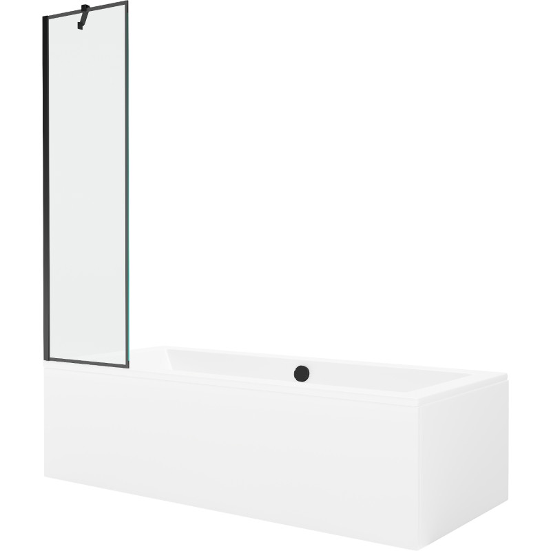 Mexen Cube obdĺžniková vaňa 170 x 80 cm s obkladom a 1-krídlovou zástenou 50 cm, čierny vzor - 550517080X9505007070