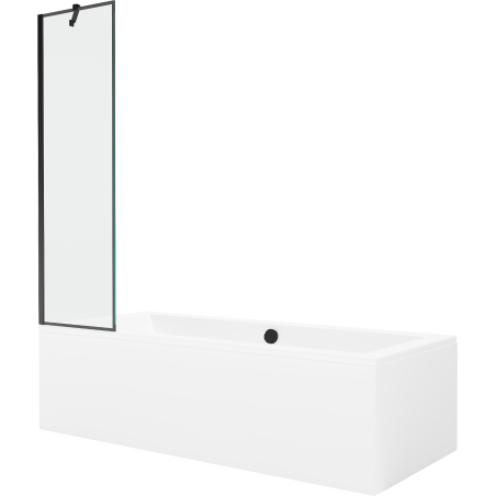 Mexen Cube Pravouhlá vaňa 170 x 80 cm s obložením a 1-krídlovým zástenou 50 cm, čierny vzor - 550517080X9505007070