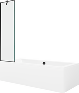 Mexen Cube obdĺžniková vaňa 170 x 80 cm s panelom a jedným krídlovým paravánom 50 cm, čierny vzor - 550517080X9505007070