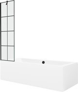 Mexen Cube obdĺžniková vaňa 170 x 80 cm s obkladom a 1-krídlovou sprchovou zástenou 50 cm, Čierny vzor - 550517080X9505007077