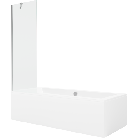 Mexen Cube obdĺžniková vaňa 170 x 80 cm s obkladom a 1-krídlovým zástenou 60 cm, transparentná, chróm