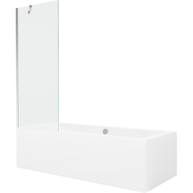 Mexen Cube obdĺžniková vaňa 170 x 80 cm s krytom a jednokrídlovou zástenou 70 cm, transparentná, chróm - 550517080X9507000001