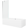 Mexen Cube obdĺžniková vaňa 170 x 80 cm s obkladom a 1-krídlovou zástavou 70 cm, transparentná, chróm