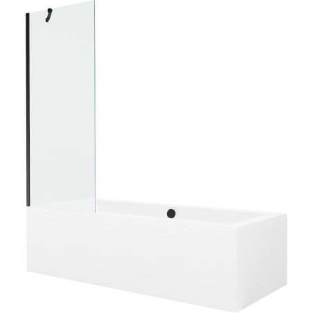 Mexen Cube obdĺžniková vaňa 170 x 80 cm s obložením a 1-krídlovou zástenou 70 cm, priehľadná, čierna