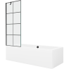 Mexen Cube obdĺžniková vaňa 170 x 80 cm s panelom a jednokrídlovou zástenou 70 cm, čierny vzor - 550517080X9507007077