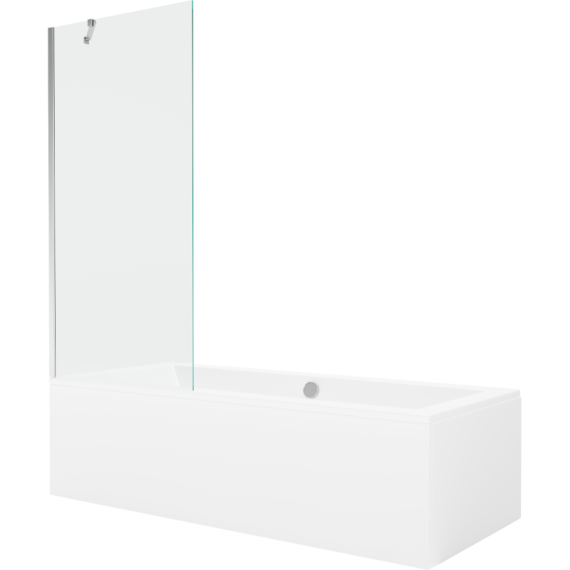 Mexen Cube obdĺžniková vaňa 170 x 80 cm s panelom a paravánom 1-krídlovým 80 cm, transparentná, chróm - 550517080X9508000001