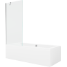 Mexen Cube obdĺžniková vaňa 170 x 80 cm s opláštením a 1-krídlovou zástennou 80 cm, číra, chróm