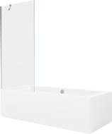 Mexen Cube obdĺžniková vaňa 170 x 80 cm s panelom a paravánom 1-krídlovým 80 cm, transparentná, chróm - 550517080X9508000001
