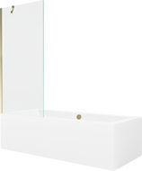 Mexen Cube obdĺžniková vaňa 170 x 80 cm s obložením a 1-dverovým paravánom 80 cm, transparentná, zlatá