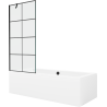 Mexen Cube obdĺžniková vaňa 170 x 80 cm s panelom a 1-krídlovým paravánom 80 cm, čierny vzor - 550517080X9508007077