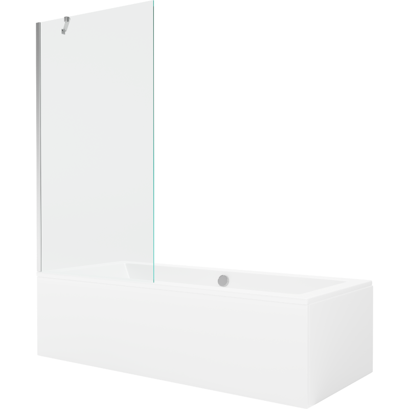 Mexen Cube obdĺžniková vaňa 170 x 80 cm s krytom a jedným krídlovým paravánom 90 cm, transparentný, chróm - 550517080X9509000001