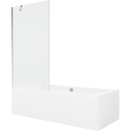 Mexen Cube obdĺžniková vaňa 170 x 80 cm s obkladom a jednokrídlovou zástenou 90 cm, transparentná, chróm