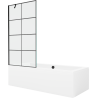 Mexen Cube obdĺžniková vaňa 170 x 80 cm so zástenou a 1-krídlovou zástenu 90 cm, čierny vzor - 550517080X9509007077