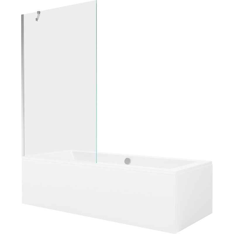 Mexen Cube obdĺžniková vaňa 170 x 80 cm s krytom a 1-krídlovým zástenou 100 cm, transparentná, chróm - 550517080X9510000001