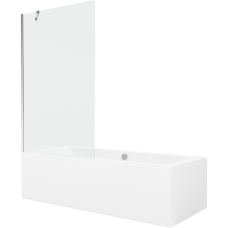 Mexen Cube obdĺžniková vaňa 170 x 80 cm s krytom a 1-krídlovým zástenou 100 cm, transparentná, chróm - 550517080X9510000001