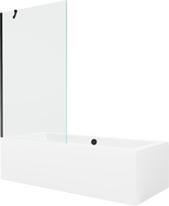 Mexen Cube obdĺžniková vaňa 170 x 80 cm s krytom a 1-krídlovým zástenným panelom 100 cm, transparentný, čierny