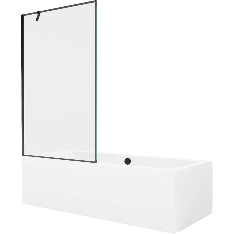Mexen Cube obdĺžniková vaňa 170 x 80 cm s krytom a 1-krídlovým paravánom 100 cm, čierny vzor - 550517080X9510007070
