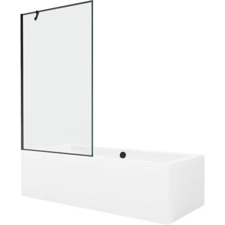 Mexen Cube obdĺžniková vaňa 170 x 80 cm s krytom a 1-krídlovým paravánom 100 cm, čierny vzor - 550517080X9510007070