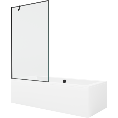 Mexen Cube obdĺžniková vaňa 170 x 80 cm s krytom a jednovrstvovou zástenou 100 cm, čierny vzor - 550517080X9510007070