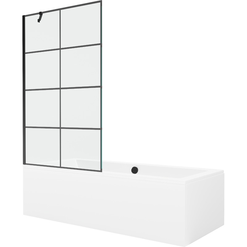 Mexen Cube obdĺžniková vaňa 170 x 80 cm s krytom a 1-krídlovými dverami 100 cm, čierny vzor - 550517080X9510007077