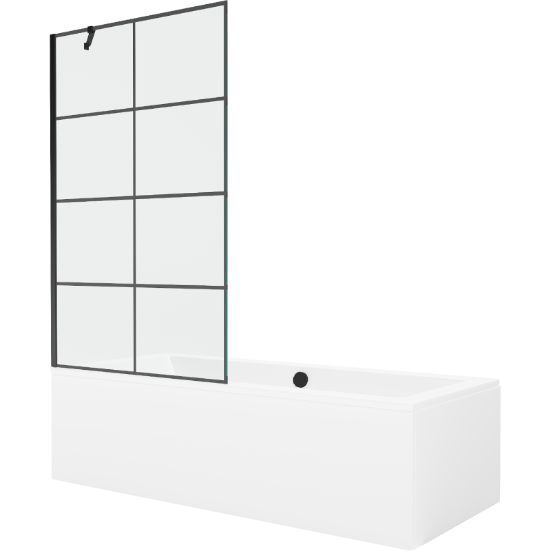 Mexen Cube obdĺžniková vaňa 170 x 80 cm s obložením a 1-krídlovou zástenou 100 cm, čierny vzor - 550517080X9510007077