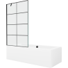 Mexen Cube obdĺžniková vaňa 170 x 80 cm s krytom a 1-krídlovou zástenou 100 cm, čierny vzor - 550517080X9510007077