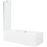 Mexen Cube obdĺžniková vaňa 180 x 80 cm s panelom a 1-krídlovým paravanom 50 cm, transparentná, chróm - 550518080X9505000001