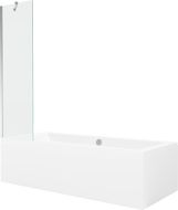 Mexen Cube obdĺžniková vaňa 180 x 80 cm s panelom a 1-krídlovým paravanom 50 cm, transparentná, chróm - 550518080X9505000001