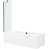 Mexen Cube obdĺžniková vaňa 180 x 80 cm s panelom a 1-krídlovými dverami 50 cm, transparentná, čierna - 550518080X9505000070