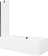 Mexen Cube obdĺžniková vaňa 180 x 80 cm s panelom a 1-krídlovými dverami 50 cm, transparentná, čierna - 550518080X9505000070