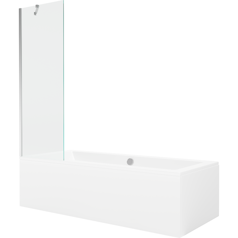 Mexen Cube obdĺžniková vaňa 180 x 80 cm s obkladom a jednokrídlovým zástenou 60 cm, transparentná, chróm - 550518080X9506000001