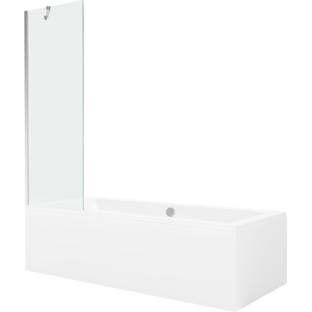 Mexen Cube obdĺžniková vaňa 180 x 80 cm s obkladom a jednokrídlovým zástenou 60 cm, transparentná, chróm - 550518080X9506000001