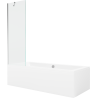 Mexen Cube Obdĺžniková vaňa 180 x 80 cm s obkladom a jednokrídlovým paravánom 60 cm, transparentná, chróm