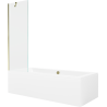 Mexen Cube obdĺžniková vaňa 180 x 80 cm s krytom a 1-krídlovou zástenou 60 cm, transparentná, zlatá