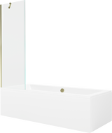 Mexen Cube obdĺžniková vaňa 180 x 80 cm s krytom a 1-krídlovou zástenou 60 cm, transparentná, zlatá