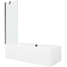 Mexen Cube obdĺžniková vaňa 180 x 80 cm s krytom a 1-krídlovou zástenou 60 cm, transparentná, čierna