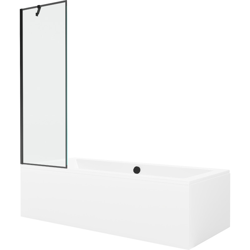 Mexen Cube obdĺžniková vaňa 180 x 80 cm s obložením a 1-krídlovou zástenou 60 cm, čierny vzor - 550518080X9506007070