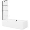 Mexen Cube obdĺžniková vaňa 180 x 80 cm s obložením a 1-krídlovou zástenou 60 cm, čierny vzor - 550518080X9506007077