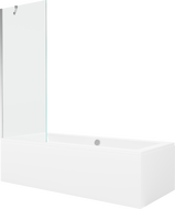 Mexen Cube obdĺžniková vaňa 180 x 80 cm s krytom a jednokrídlovou zástenou 70 cm, transparentná, chróm