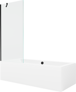 Mexen Cube obdĺžniková vaňa 180 x 80 cm s obkladom a 1-krídlovou zástenou 80 cm, transparentná, čierna