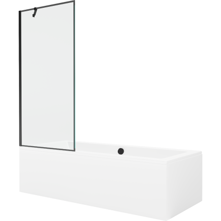 Mexen Cube obdĺžniková vaňa 180 x 80 cm s panelom a 1-krídlovým paravánom 80 cm, čierny vzor - 550518080X9508007070