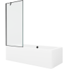 Mexen Cube obdĺžniková vaňa 180 x 80 cm s obložením a jednokrídlovým zástenám 80 cm, čierny vzor
