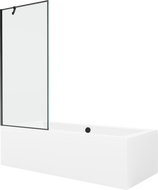 Mexen Cube obdĺžniková vaňa 180 x 80 cm s obložením a jednokrídlovým zástenám 80 cm, čierny vzor