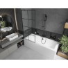 Mexen Cube obdĺžniková vaňa 180 x 80 cm s krytom a jedným krídlovým clonou 80 cm, čierny vzor - 550518080X9508007077
