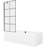 Mexen Cube Obdĺžniková vaňa 180 x 80 cm s krytom a jednokrídlovým zástenou 80 cm, čierny vzor - 550518080X9508007077